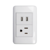 Toma con tierra + Toma doble USB curvo línea Rosemary marca Koby